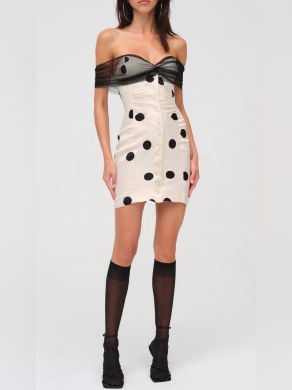 NWT For Love & Lemons Dorothy Dot Mini Dress in Cream White $270 - Picture 2 of 5